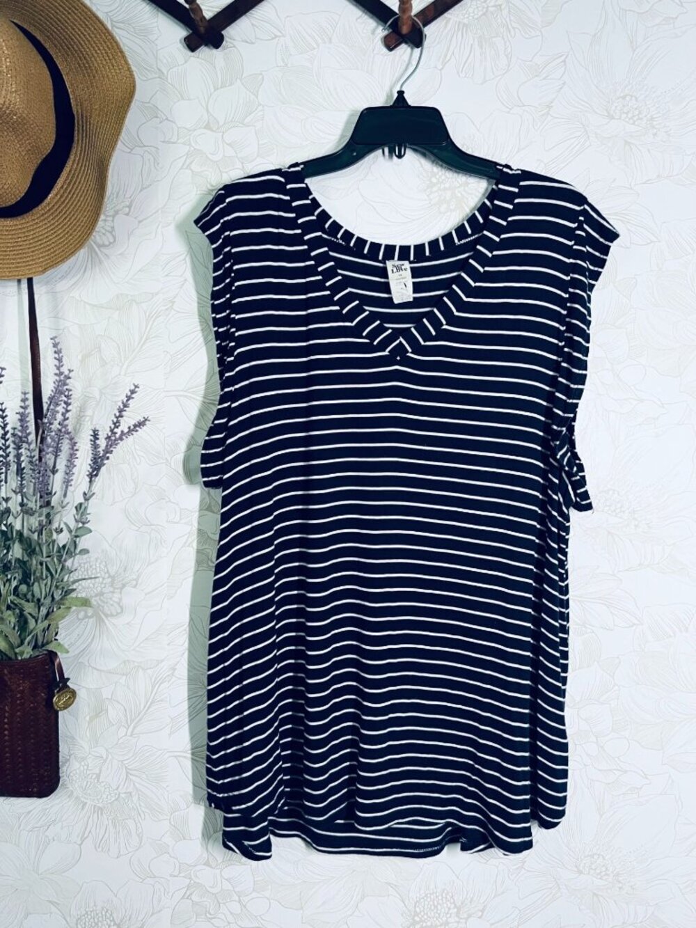 Navy & White Striped Womens Plus Size Tunic Top 3X By Sew In Love